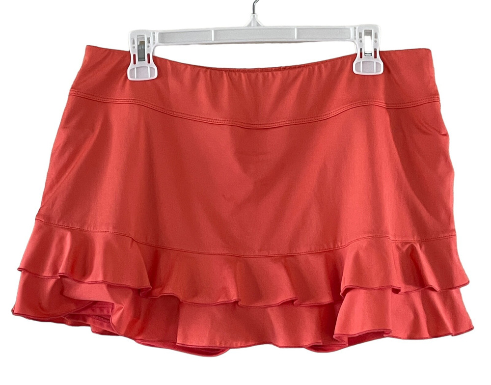 ELEVEN by Venus Williams XXL Orange Autumnal Pull-On Activewear Ruffle Skort